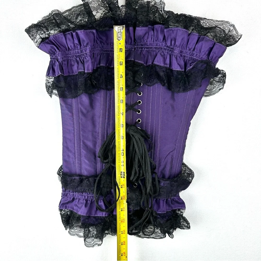 Burleska Purple‎ Ruffle & Lace Up Lace Corset Whimsigoth Dark Fairy Grunge